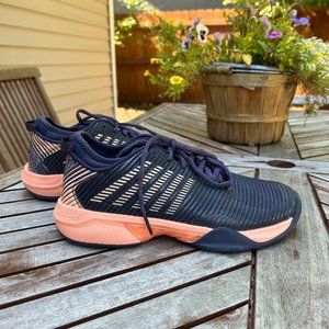 K-Swiss Women's Hypercourt Supreme Tennis Shoes Graystone and Peach Nectar 8.5